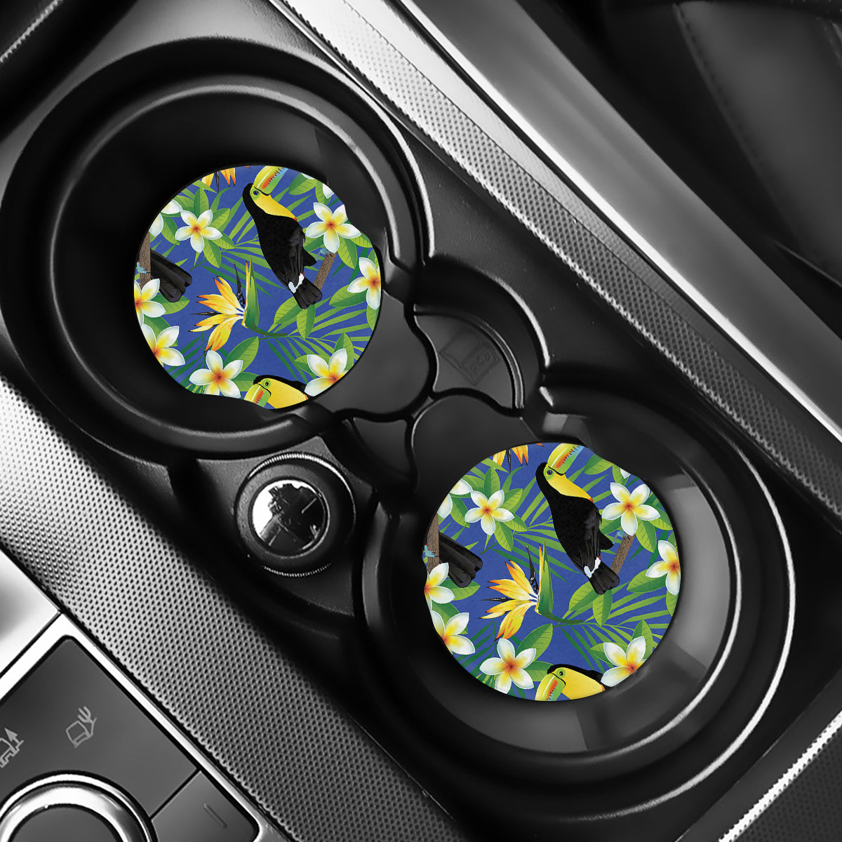 Tropical Keel-Billed Toucan Print Car Coasters