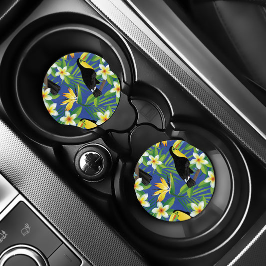 Tropical Keel-Billed Toucan Print Car Coasters