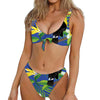 Tropical Keel-Billed Toucan Print Front Bow Tie Bikini