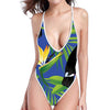 Tropical Keel-Billed Toucan Print One Piece High Cut Swimsuit