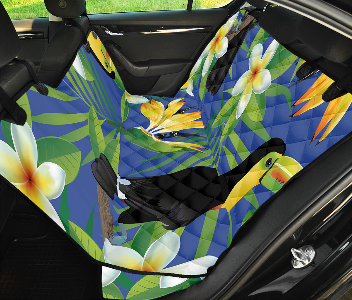 Tropical Keel-Billed Toucan Print Pet Car Back Seat Cover