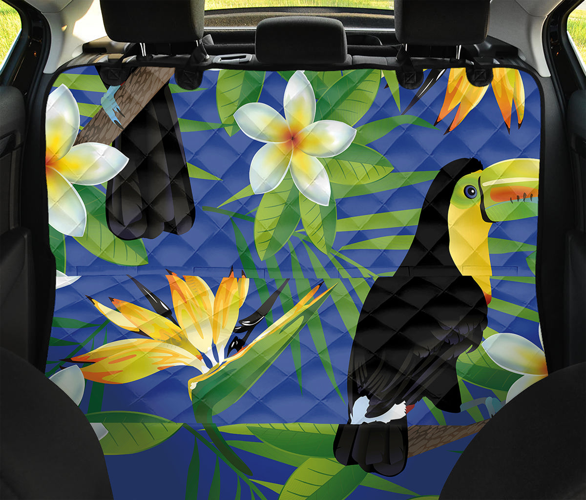 Tropical Keel-Billed Toucan Print Pet Car Back Seat Cover