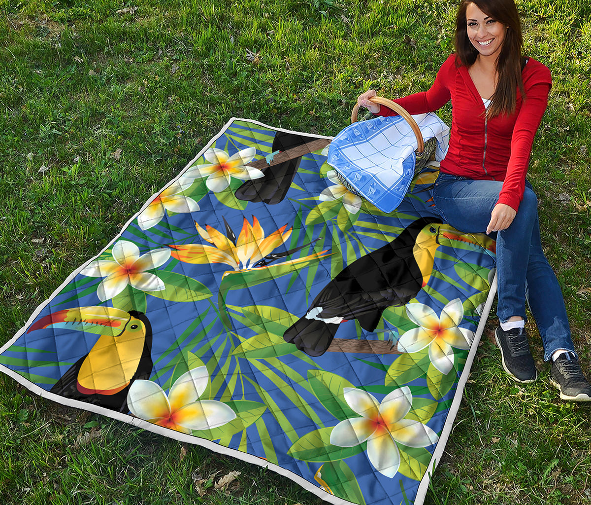Tropical Keel-Billed Toucan Print Quilt