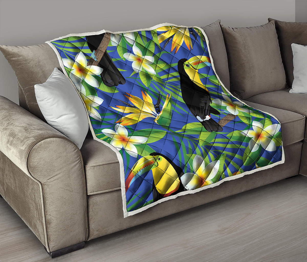 Tropical Keel-Billed Toucan Print Quilt