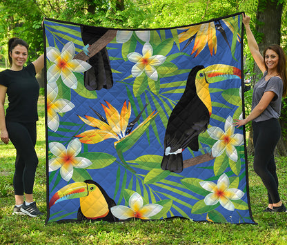 Tropical Keel-Billed Toucan Print Quilt