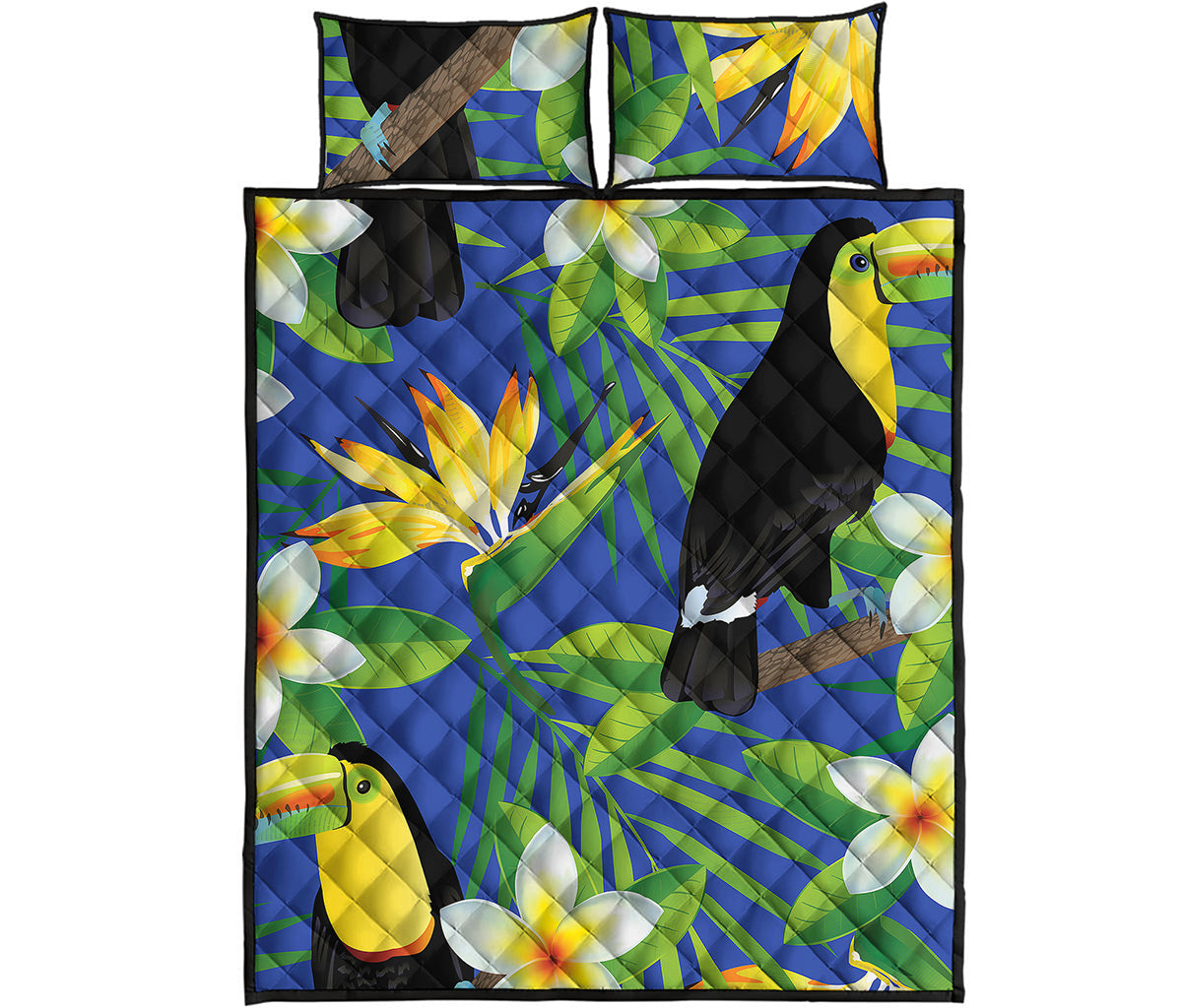 Tropical Keel-Billed Toucan Print Quilt Bed Set