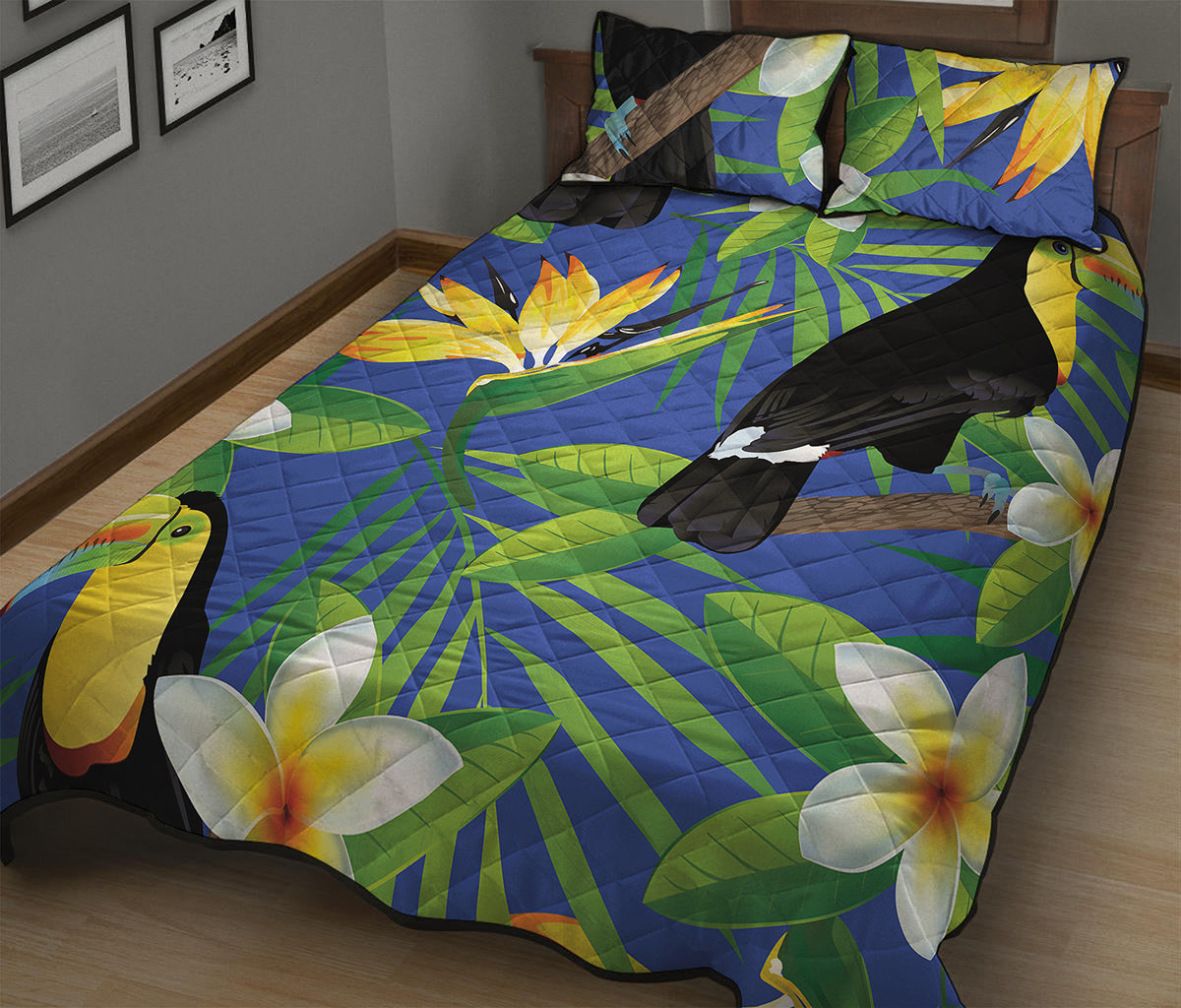 Tropical Keel-Billed Toucan Print Quilt Bed Set
