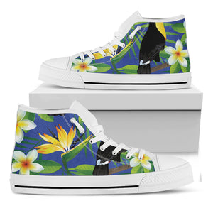 Tropical Keel-Billed Toucan Print White High Top Shoes