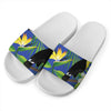 Tropical Keel-Billed Toucan Print White Slide Sandals