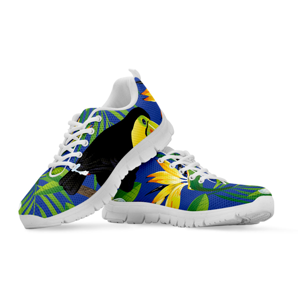 Tropical Keel-Billed Toucan Print White Sneakers