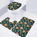 Tropical Leaf And Hawaiian Flower Print 3 Piece Bath Mat Set