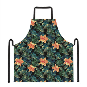 Tropical Leaf And Hawaiian Flower Print Apron