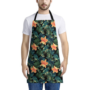 Tropical Leaf And Hawaiian Flower Print Apron