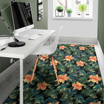Tropical Leaf And Hawaiian Flower Print Area Rug