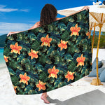 Tropical Leaf And Hawaiian Flower Print Beach Sarong Wrap