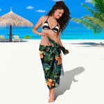 Tropical Leaf And Hawaiian Flower Print Beach Sarong Wrap
