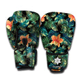 Tropical Leaf And Hawaiian Flower Print Boxing Gloves