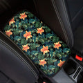 Tropical Leaf And Hawaiian Flower Print Car Center Console Cover