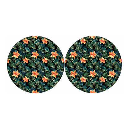 Tropical Leaf And Hawaiian Flower Print Car Coasters