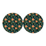 Tropical Leaf And Hawaiian Flower Print Car Coasters