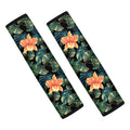 Tropical Leaf And Hawaiian Flower Print Car Seat Belt Covers
