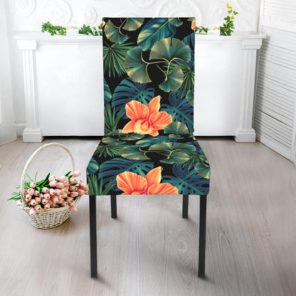 Tropical Leaf And Hawaiian Flower Print Dining Chair Slipcover