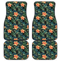 Tropical Leaf And Hawaiian Flower Print Front and Back Car Floor Mats