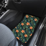 Tropical Leaf And Hawaiian Flower Print Front and Back Car Floor Mats