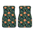 Tropical Leaf And Hawaiian Flower Print Front Car Floor Mats