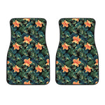 Tropical Leaf And Hawaiian Flower Print Front Car Floor Mats