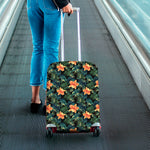 Tropical Leaf And Hawaiian Flower Print Luggage Cover