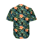 Tropical Leaf And Hawaiian Flower Print Men's Baseball Jersey