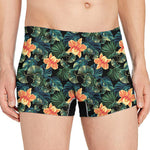 Tropical Leaf And Hawaiian Flower Print Men's Boxer Briefs