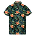 Tropical Leaf And Hawaiian Flower Print Men's Short Sleeve Shirt