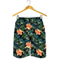 Tropical Leaf And Hawaiian Flower Print Men's Shorts