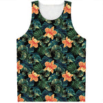 Tropical Leaf And Hawaiian Flower Print Men's Tank Top