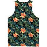 Tropical Leaf And Hawaiian Flower Print Men's Tank Top