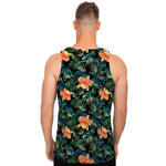 Tropical Leaf And Hawaiian Flower Print Men's Tank Top