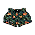Tropical Leaf And Hawaiian Flower Print Muay Thai Boxing Shorts