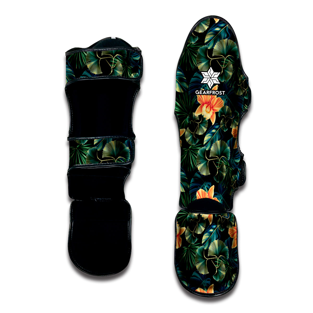 Tropical Leaf And Hawaiian Flower Print Muay Thai Shin Guard