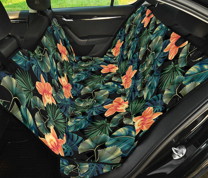 Tropical Leaf And Hawaiian Flower Print Pet Car Back Seat Cover