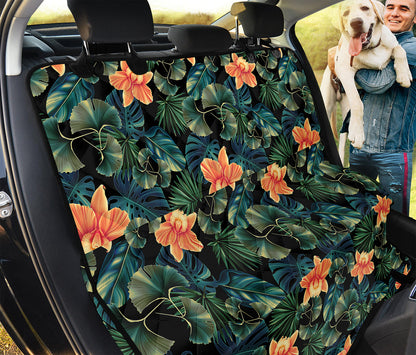 Tropical Leaf And Hawaiian Flower Print Pet Car Back Seat Cover