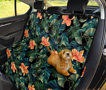 Tropical Leaf And Hawaiian Flower Print Pet Car Back Seat Cover
