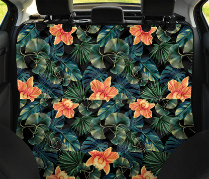 Tropical Leaf And Hawaiian Flower Print Pet Car Back Seat Cover
