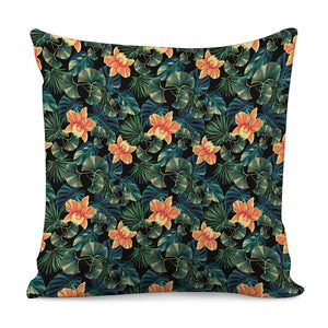 Tropical Leaf And Hawaiian Flower Print Pillow Cover