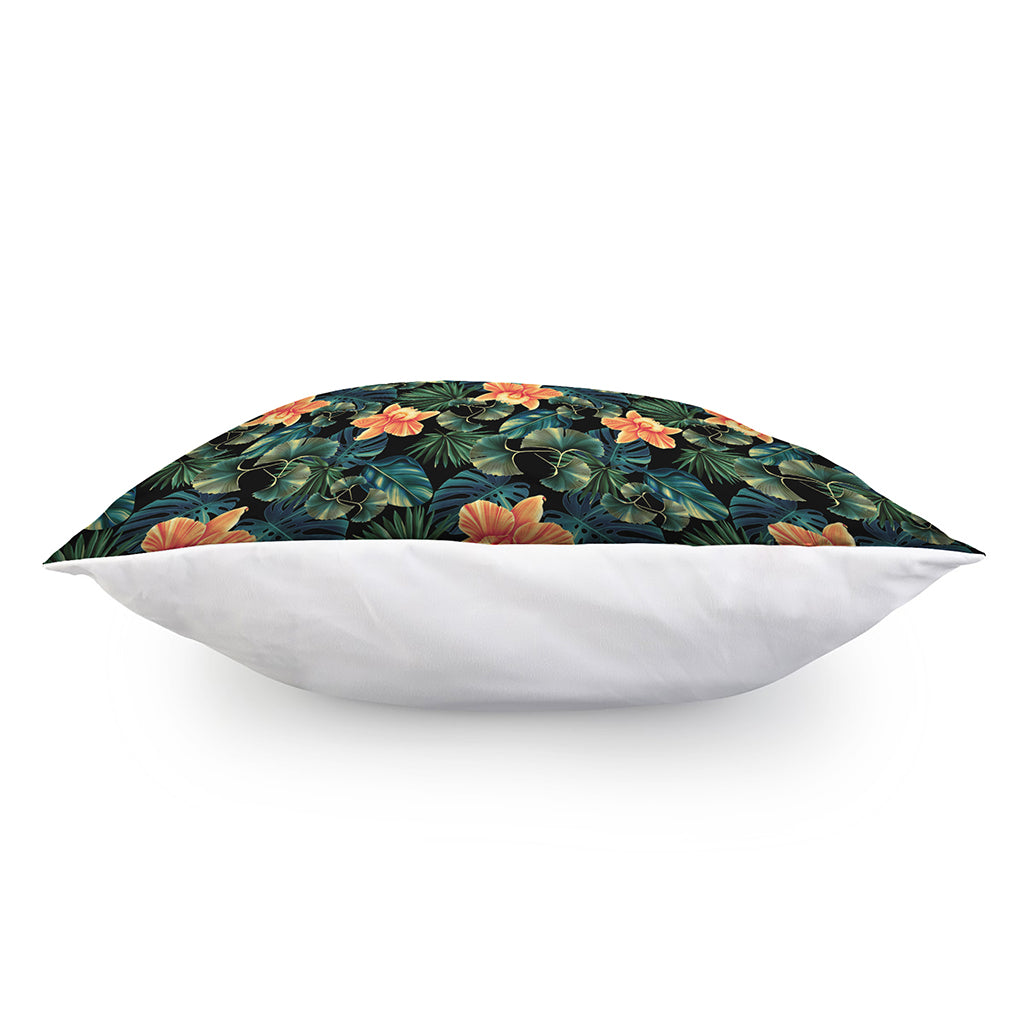 Tropical Leaf And Hawaiian Flower Print Pillow Cover