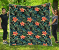 Tropical Leaf And Hawaiian Flower Print Quilt