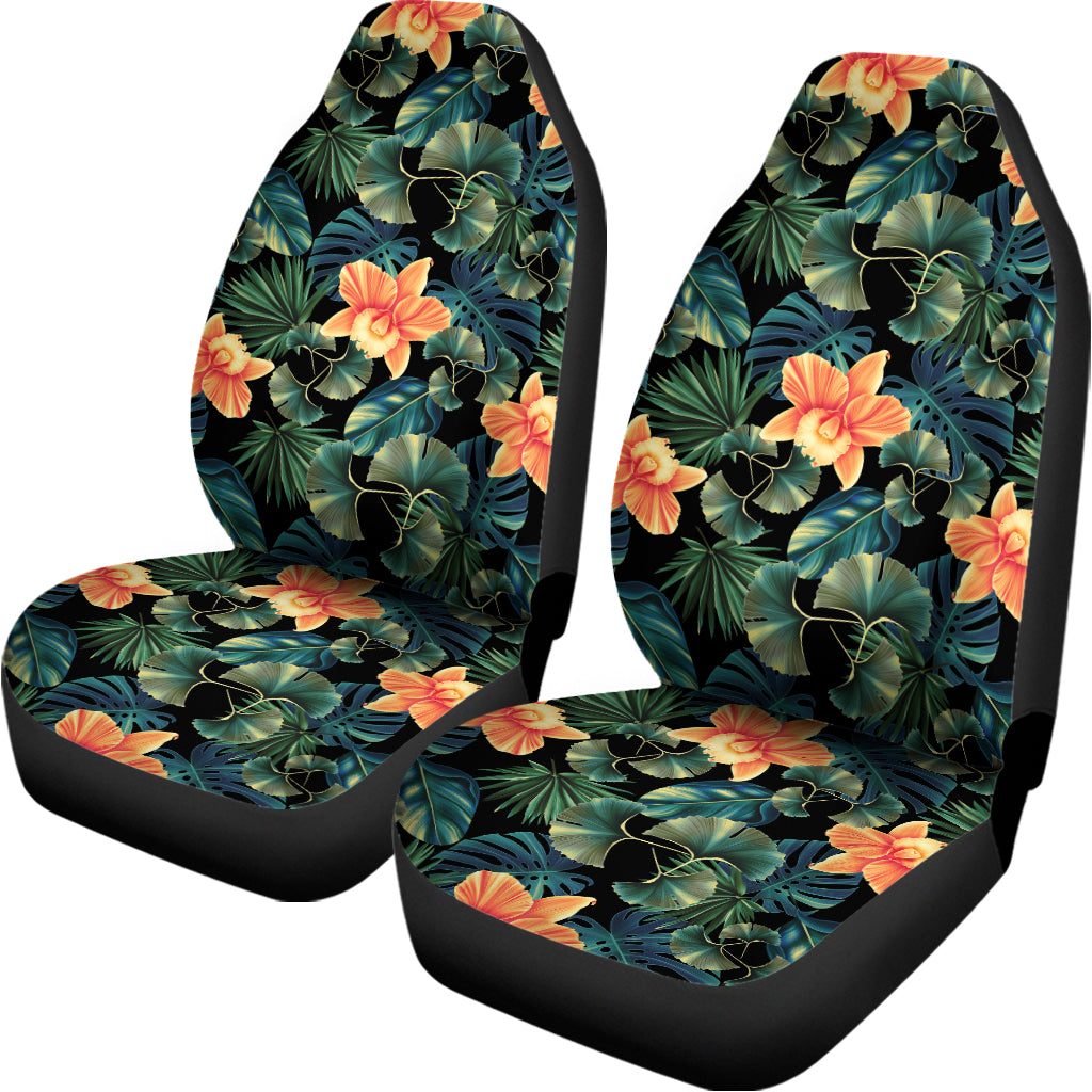 Tropical Leaf And Hawaiian Flower Print Universal Fit Car Seat Covers