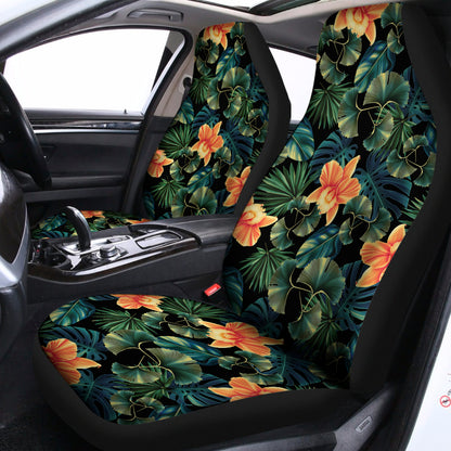 Tropical Leaf And Hawaiian Flower Print Universal Fit Car Seat Covers