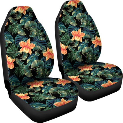 Tropical Leaf And Hawaiian Flower Print Universal Fit Car Seat Covers